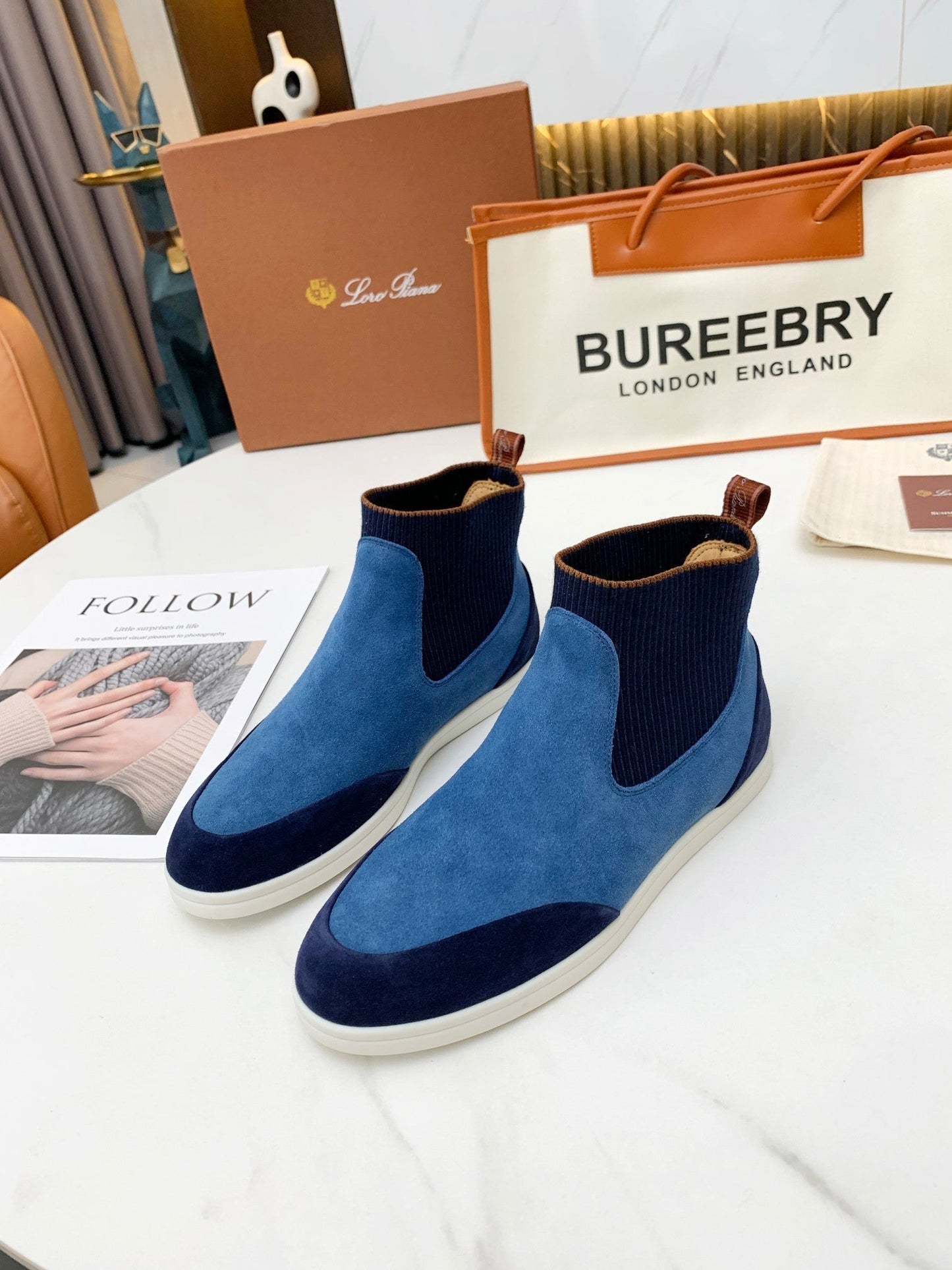 LP CHARMS ANKLE BOOTS LAPIS CASHMERE FABRIC - 35