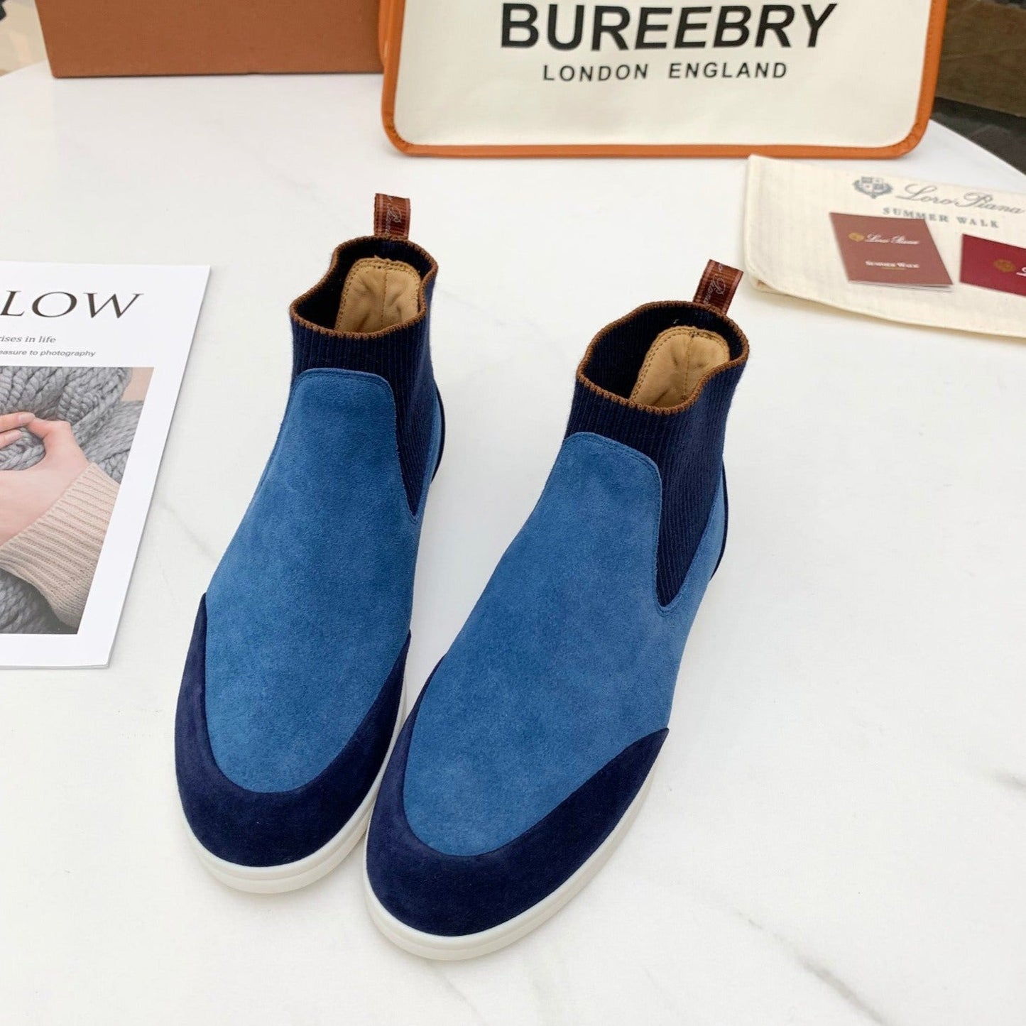 LP CHARMS ANKLE BOOTS LAPIS CASHMERE FABRIC - 35