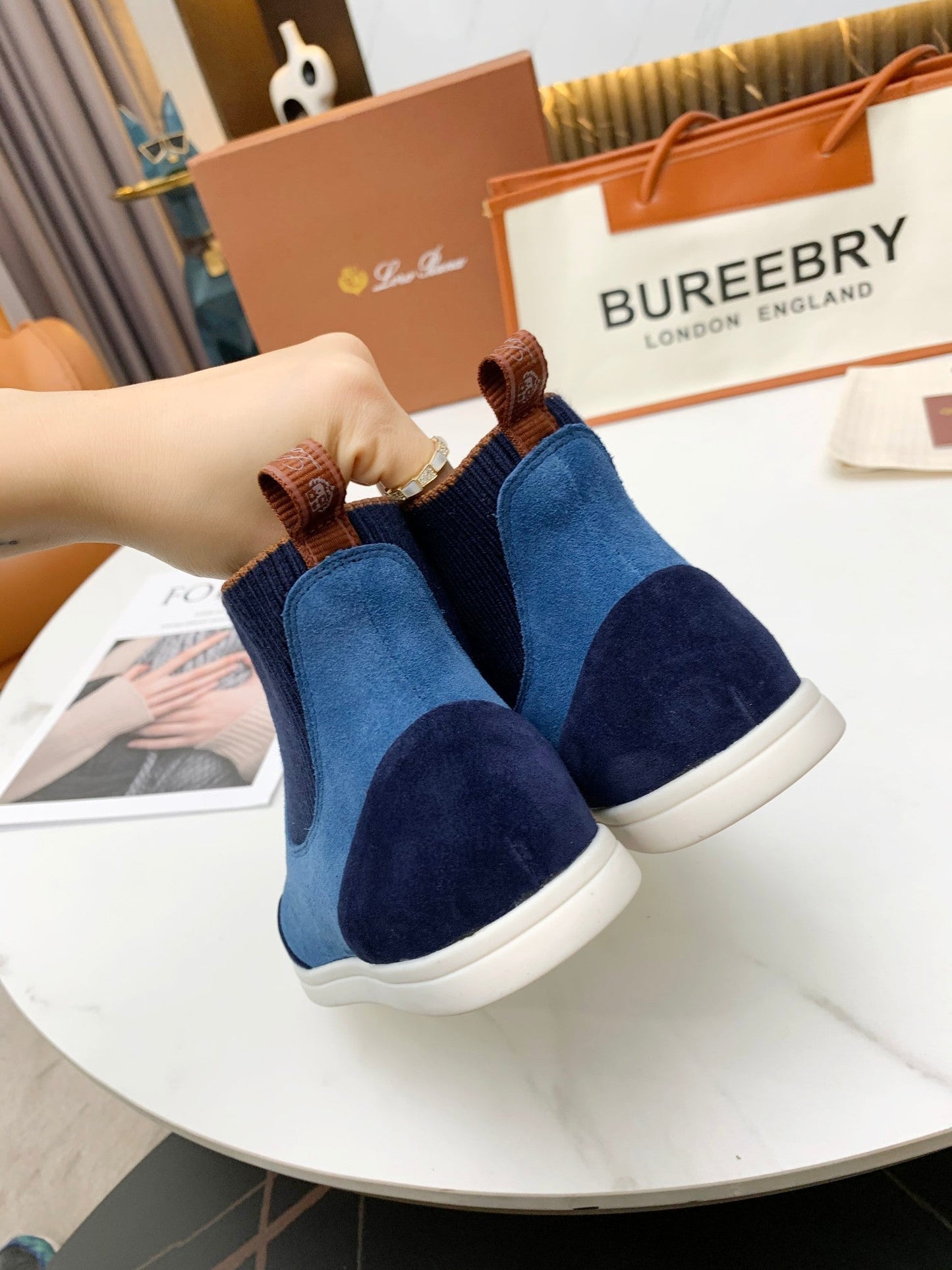 LP CHARMS ANKLE BOOTS LAPIS CASHMERE FABRIC - 35