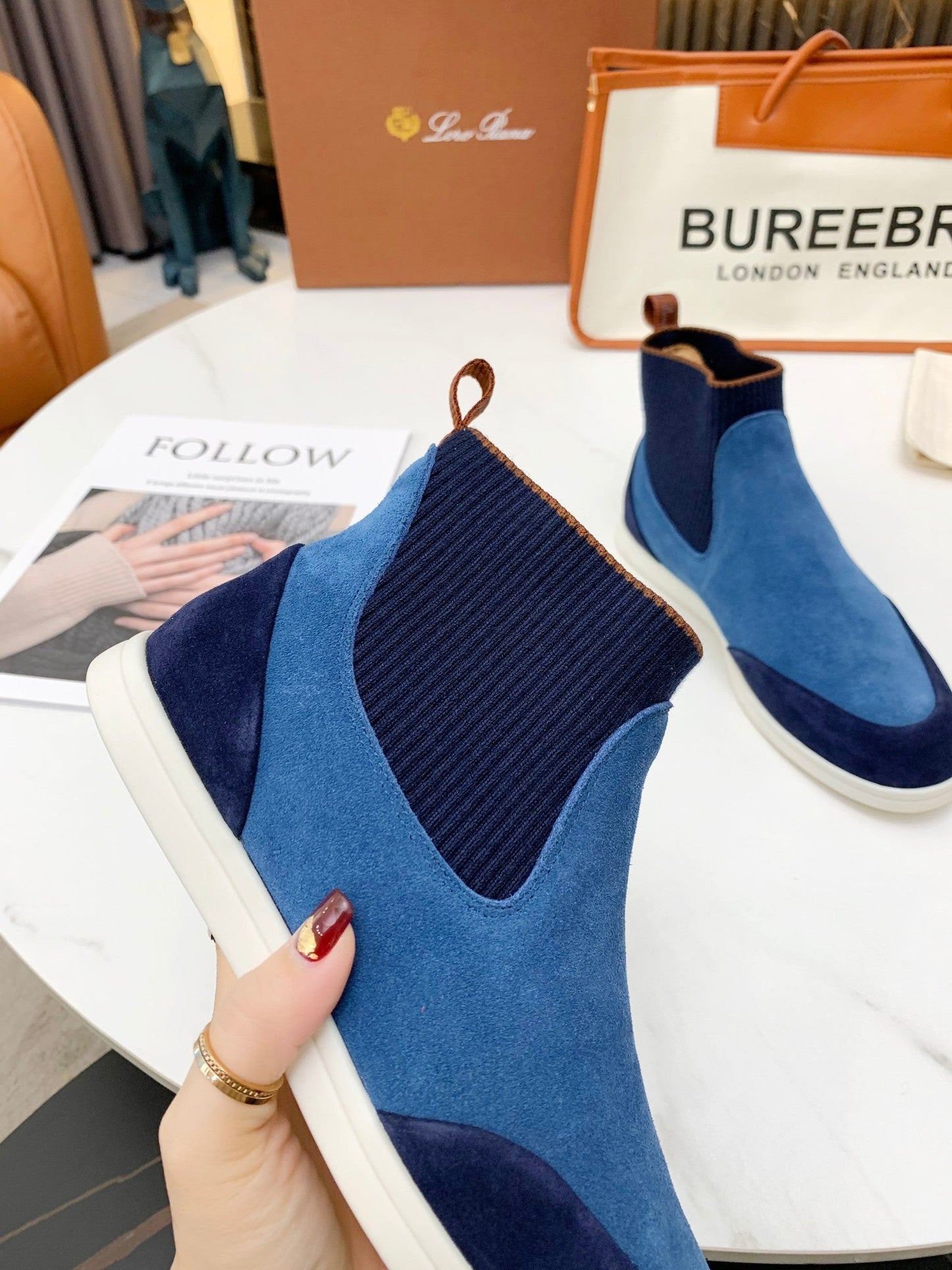 LP CHARMS ANKLE BOOTS LAPIS CASHMERE FABRIC - 35