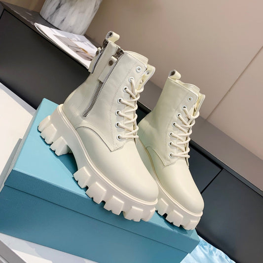 PRADA 25S SNOW BOOTS  IN WHITE CALFSKIN - 35