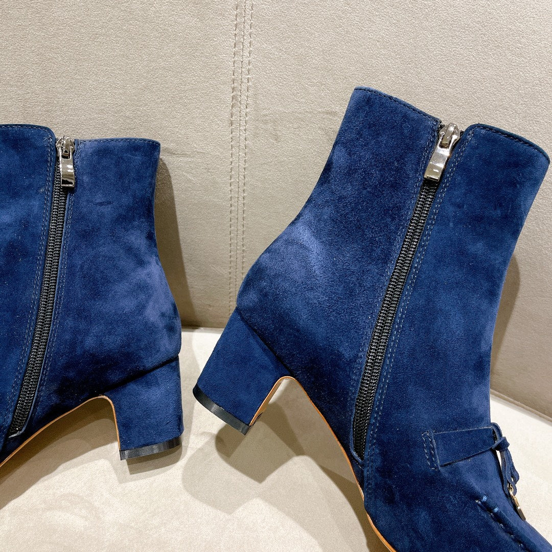 LP CHARMS ANKLE BOOTS METAL LOCK COBALT SUEDE - 35