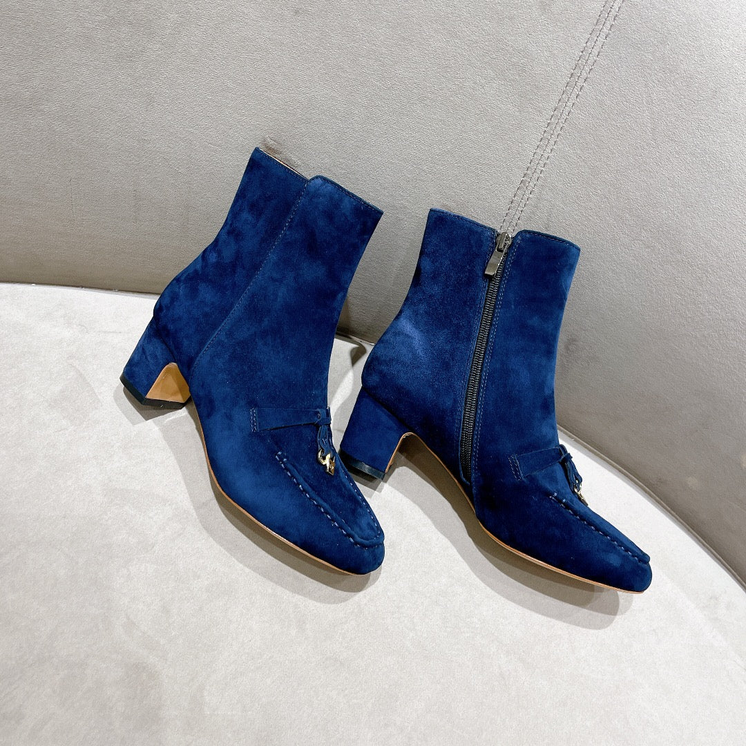 LP CHARMS ANKLE BOOTS METAL LOCK COBALT SUEDE - 35
