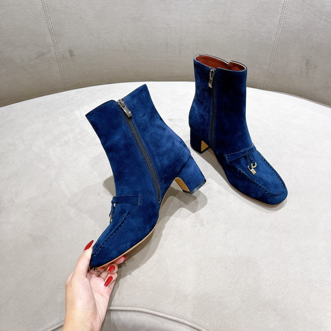 LP CHARMS ANKLE BOOTS METAL LOCK COBALT SUEDE - 35