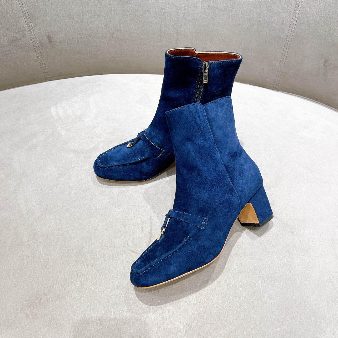 LP CHARMS ANKLE BOOTS METAL LOCK COBALT SUEDE - 35
