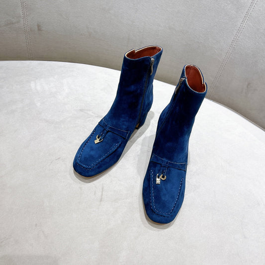 LP CHARMS ANKLE BOOTS METAL LOCK COBALT SUEDE - 35