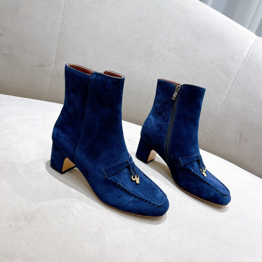 LP CHARMS ANKLE BOOTS METAL LOCK COBALT SUEDE - 35