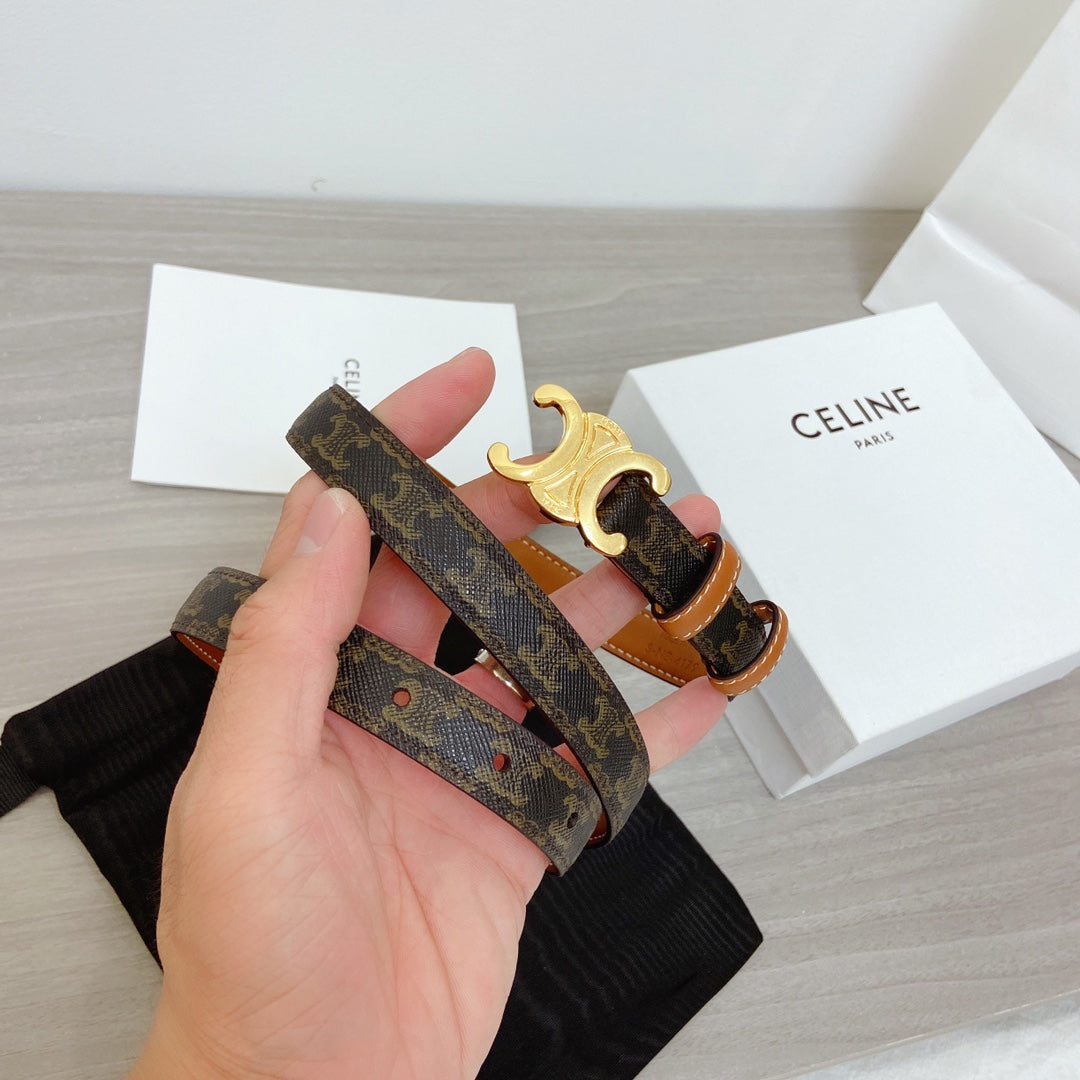 TRIOMPHE 18MM REVERSIBLE IN DARK BROWN MONOGRAM CALFSKIN AND BROWN CALFSKIN WITH GOLD BUCKLE - 30