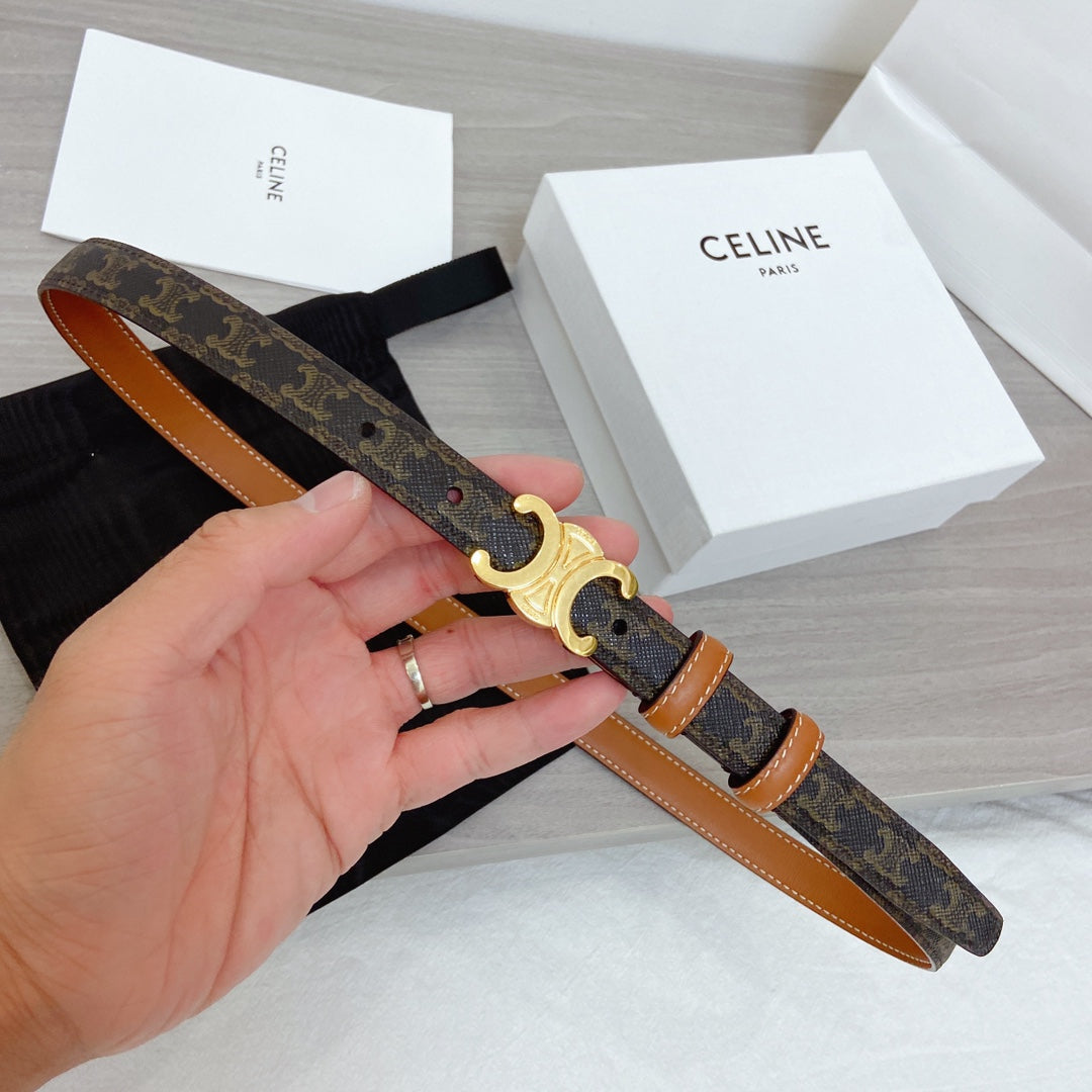 TRIOMPHE 18MM REVERSIBLE IN DARK BROWN MONOGRAM CALFSKIN AND BROWN CALFSKIN WITH GOLD BUCKLE - 30
