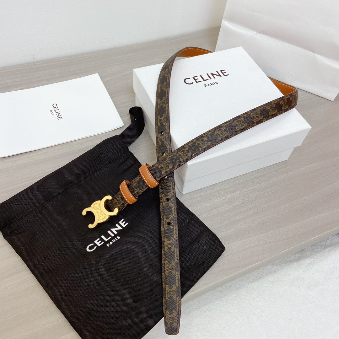 TRIOMPHE 18MM REVERSIBLE IN DARK BROWN MONOGRAM CALFSKIN AND BROWN CALFSKIN WITH GOLD BUCKLE - 30