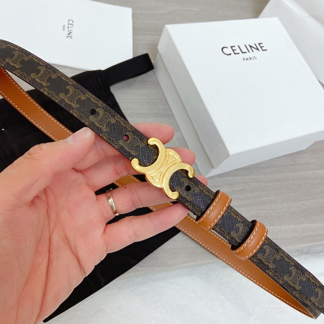 TRIOMPHE 18MM REVERSIBLE IN DARK BROWN MONOGRAM CALFSKIN AND BROWN CALFSKIN WITH GOLD BUCKLE - 30