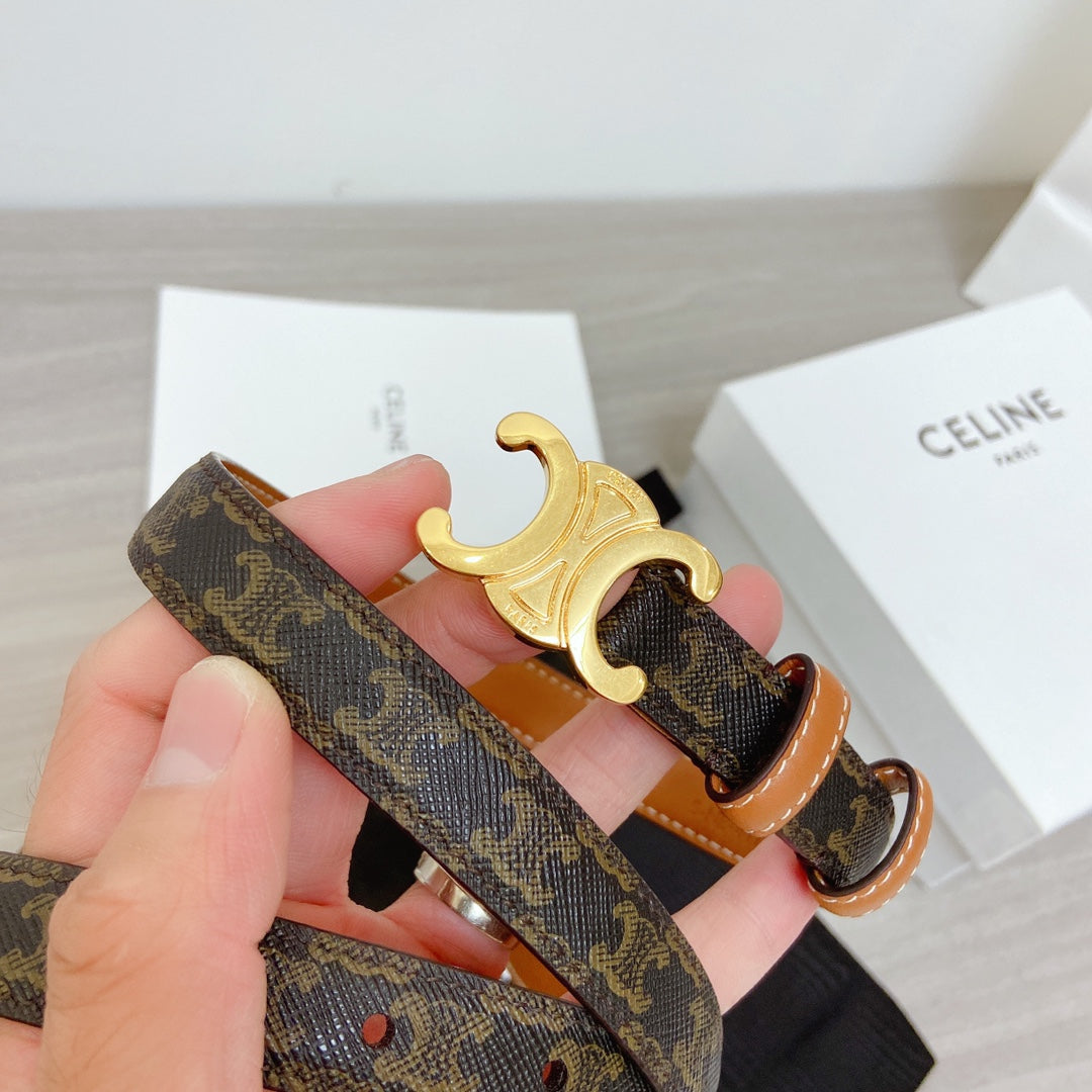 TRIOMPHE 18MM REVERSIBLE IN DARK BROWN MONOGRAM CALFSKIN AND BROWN CALFSKIN WITH GOLD BUCKLE - 30