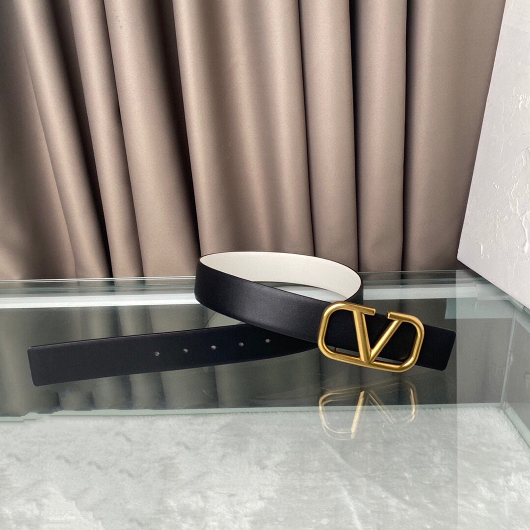 REVERSIBLE VLOGO SIGNATURE BELT IN GLOSSY WHITE BLACK CALFSKIN GHW 40 MM - 30