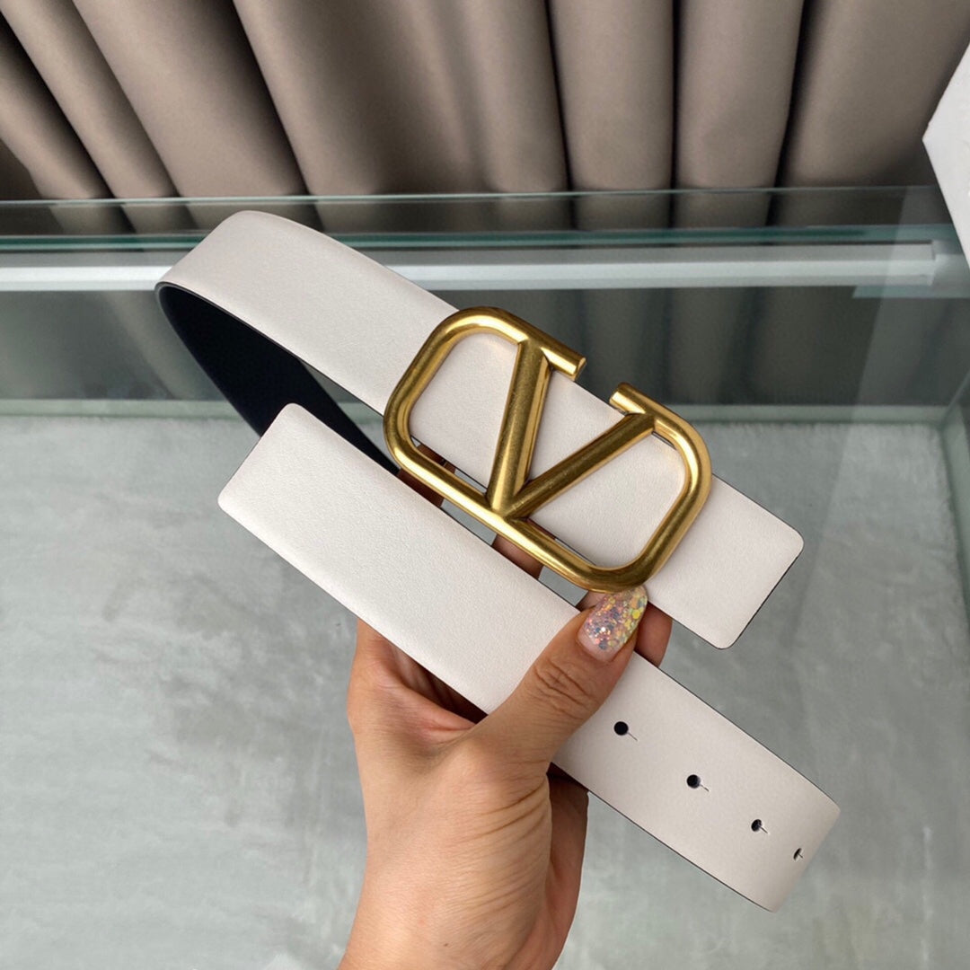 REVERSIBLE VLOGO SIGNATURE BELT IN GLOSSY WHITE BLACK CALFSKIN GHW 40 MM - 30