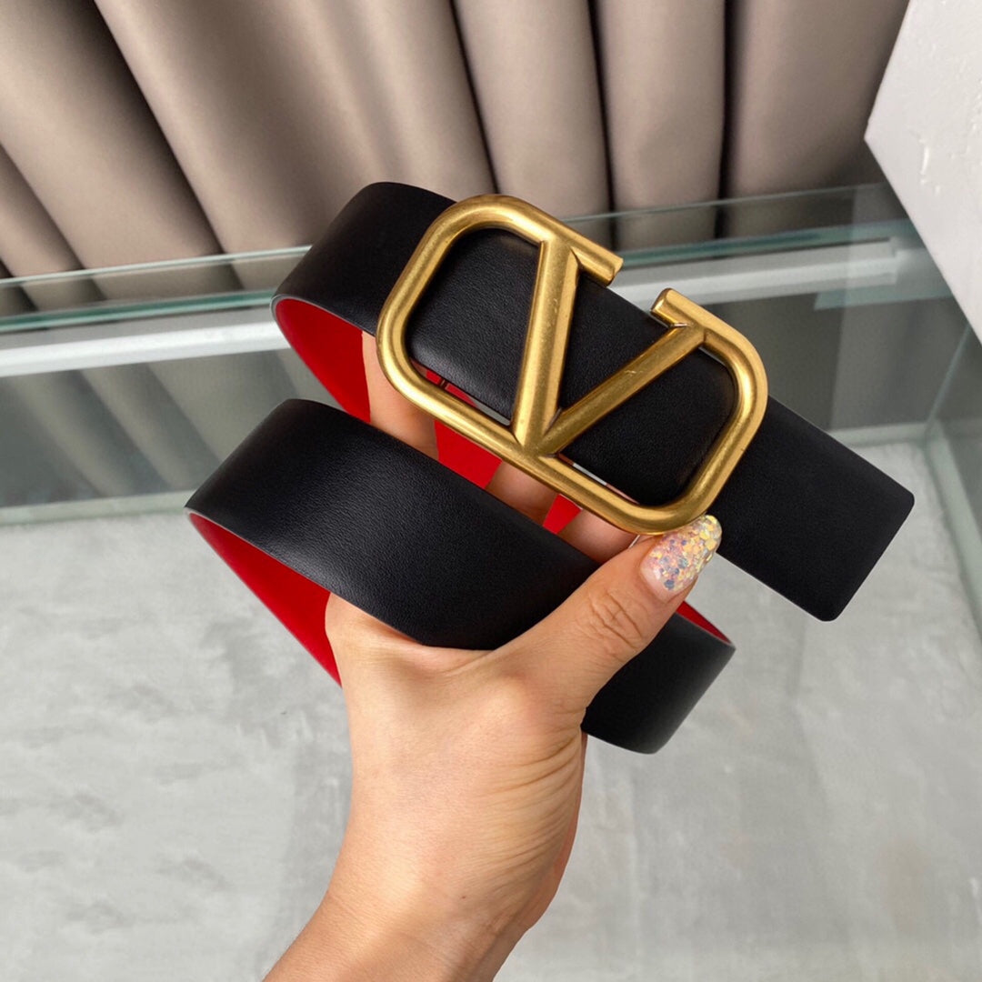 REVERSIBLE VLOGO SIGNATURE BELT IN GLOSSY RED BLACK CALFSKIN GHW 40 MM - 30