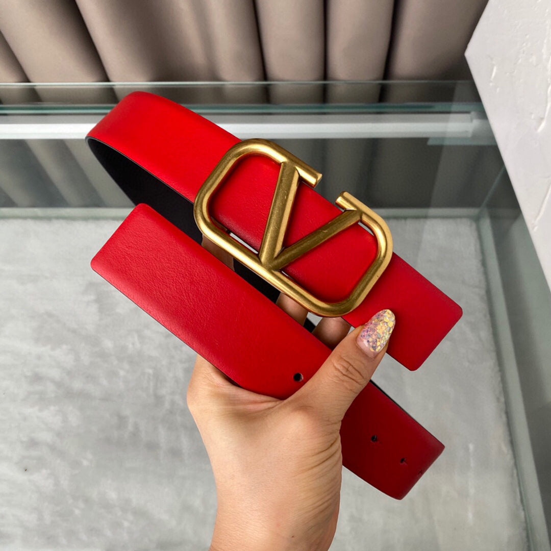 REVERSIBLE VLOGO SIGNATURE BELT IN GLOSSY RED BLACK CALFSKIN GHW 40 MM - 30