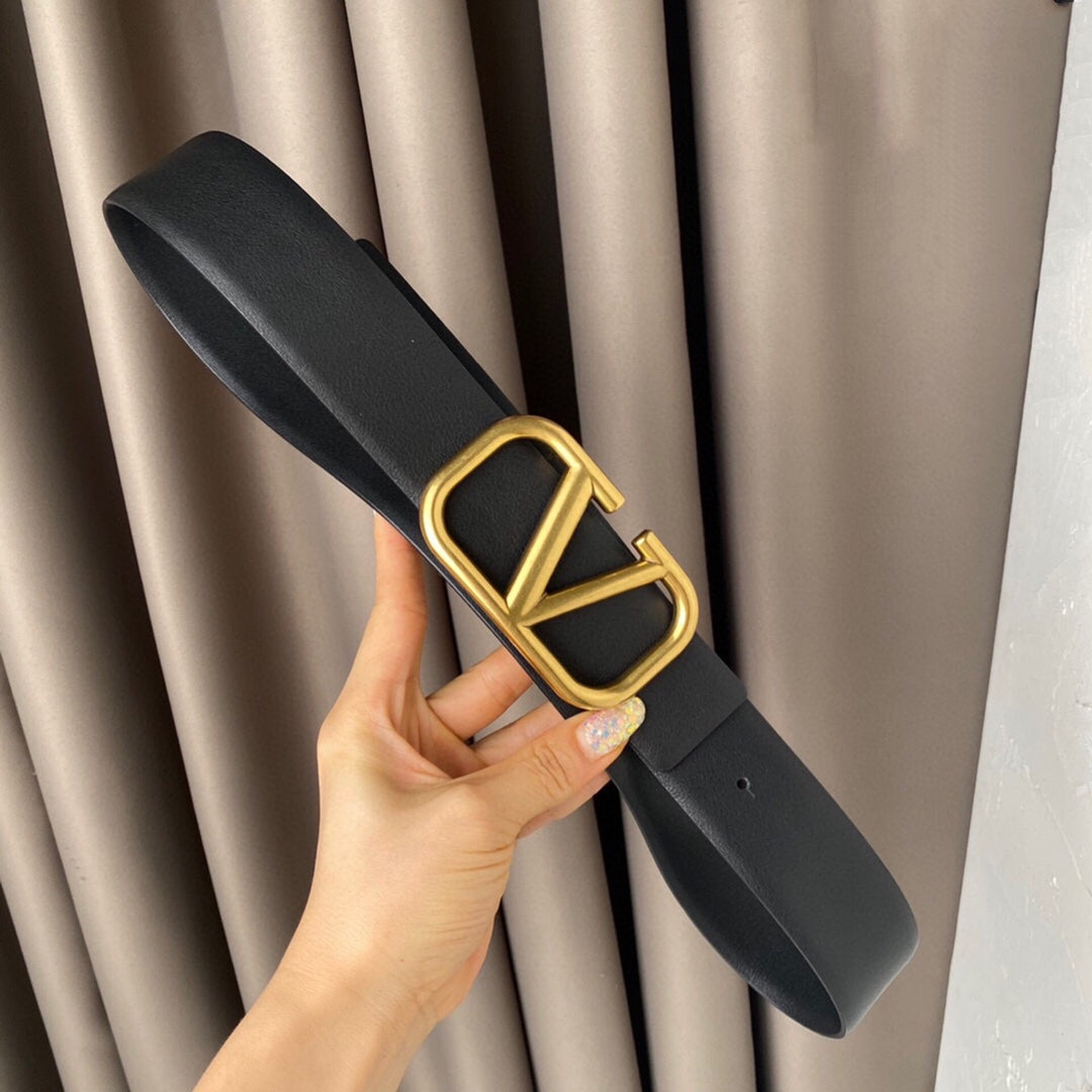 REVERSIBLE VLOGO SIGNATURE BELT IN GLOSSY ALL BLACK CALFSKIN GHW 40 MM - 30