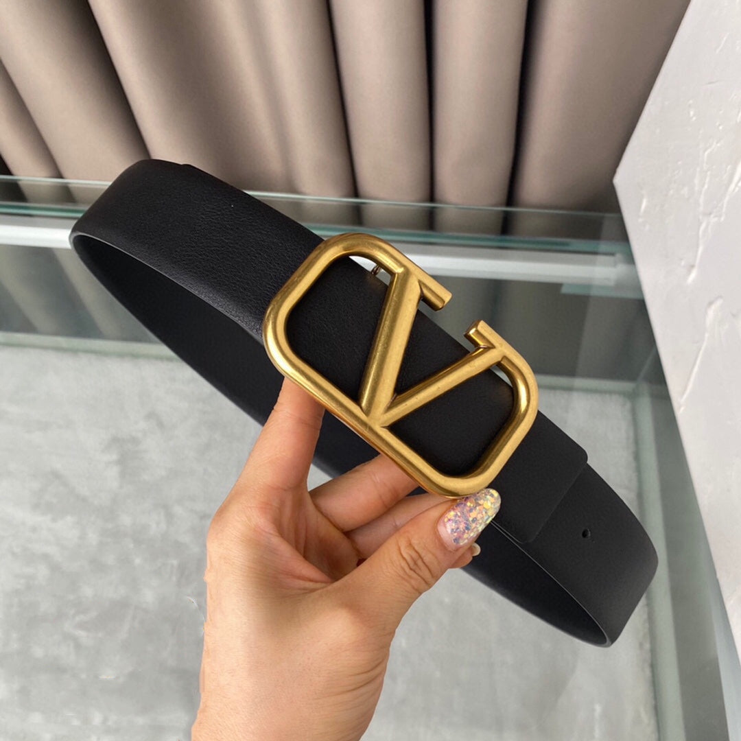 REVERSIBLE VLOGO SIGNATURE BELT IN GLOSSY ALL BLACK CALFSKIN GHW 40 MM - 30