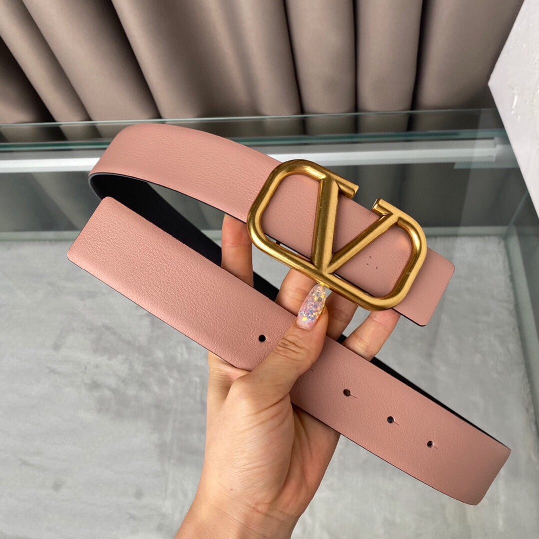 REVERSIBLE VLOGO SIGNATURE BELT IN GLOSSY BLACK BEIGE CALFSKIN GHW 40 MM - 30