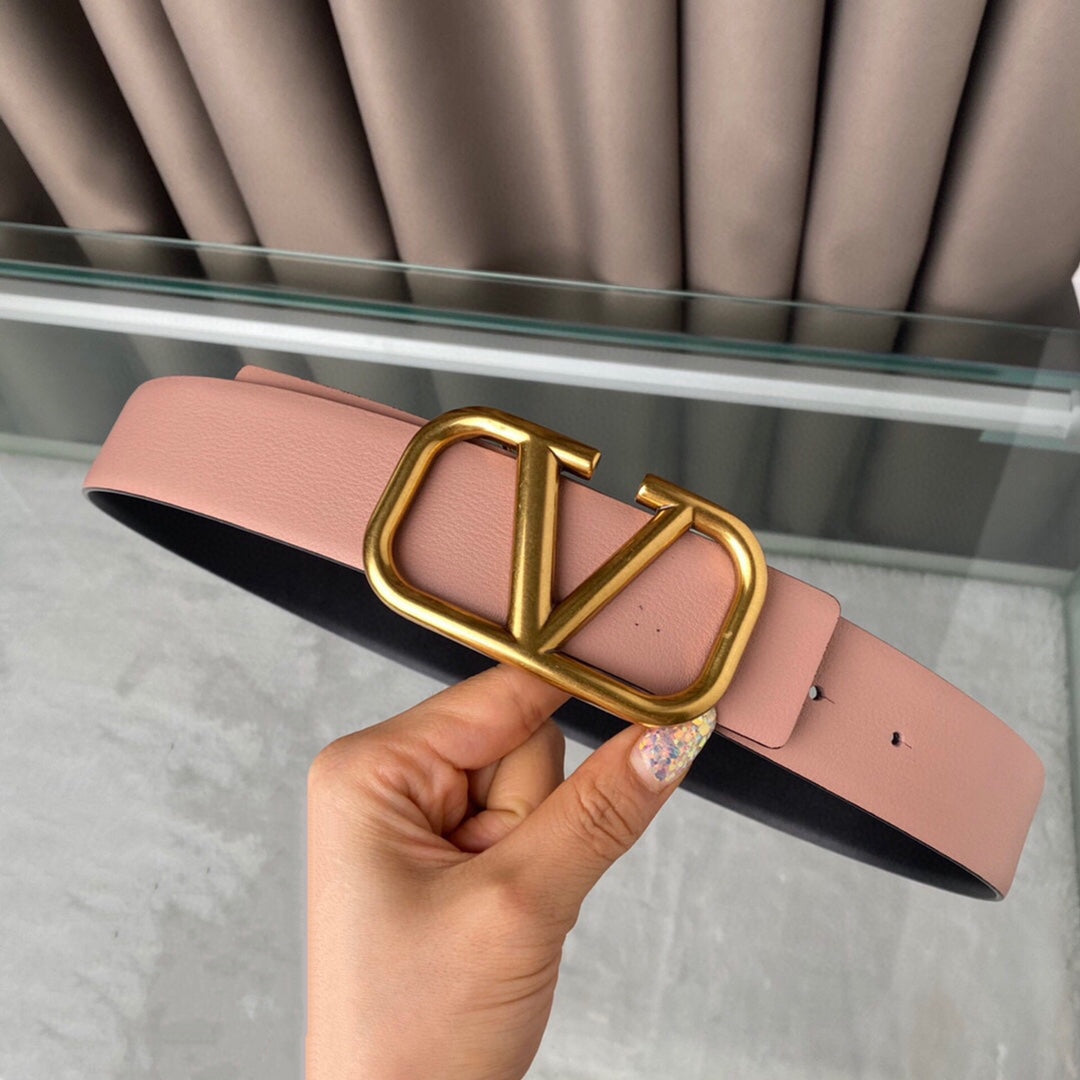 REVERSIBLE VLOGO SIGNATURE BELT IN GLOSSY BLACK BEIGE CALFSKIN GHW 40 MM - 30