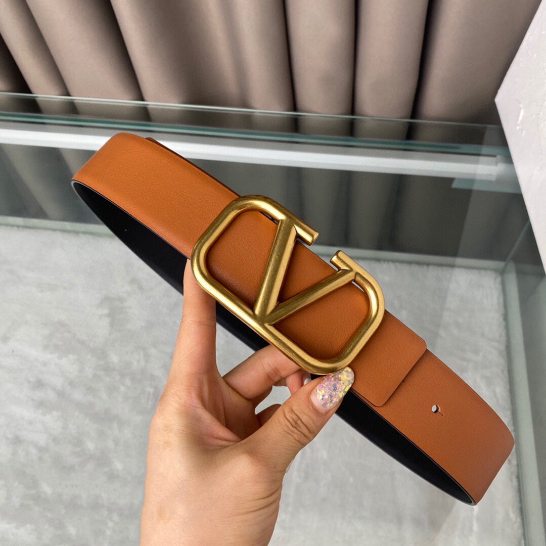 REVERSIBLE VLOGO SIGNATURE BELT IN GLOSSY TAN BLACK CALFSKIN GHW 40 MM - 30