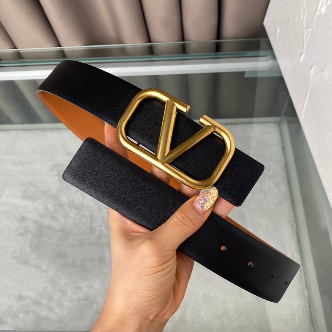 REVERSIBLE VLOGO SIGNATURE BELT IN GLOSSY TAN BLACK CALFSKIN GHW 40 MM - 30