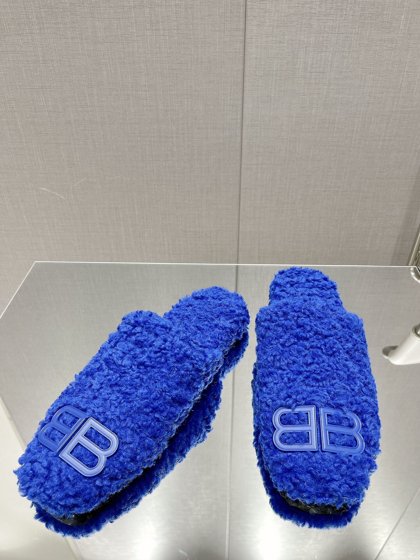 BALENCIAGA 25S MULES IN BLUE WOOL WITH LOGO - 35