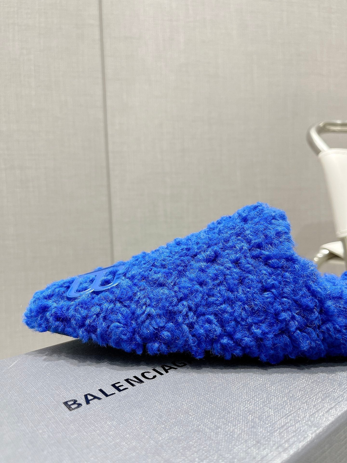 BALENCIAGA 25S MULES IN BLUE WOOL WITH LOGO - 35
