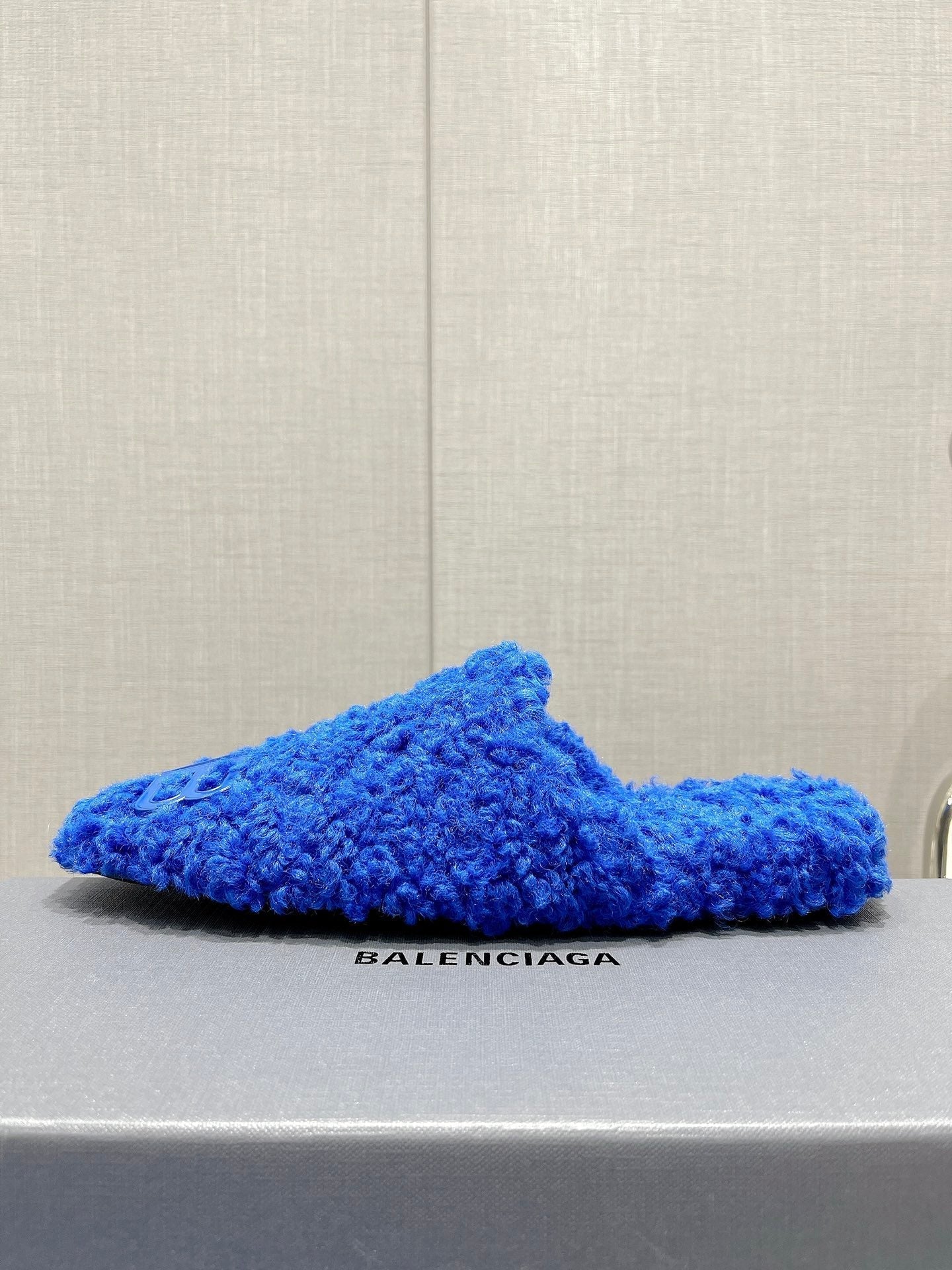 BALENCIAGA 25S MULES IN BLUE WOOL WITH LOGO - 35