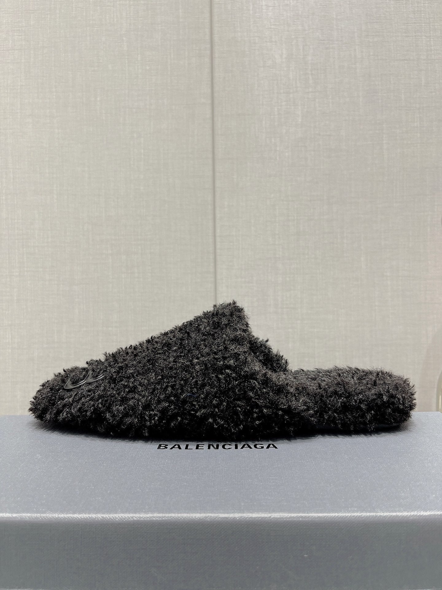 BALENCIAGA 25S MULES IN BLACK WOOL WITH LOGO - 35