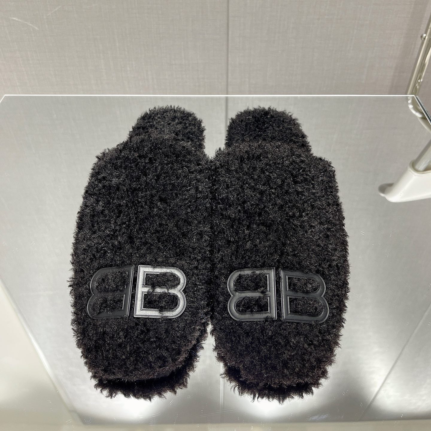 BALENCIAGA 25S MULES IN BLACK WOOL WITH LOGO - 35