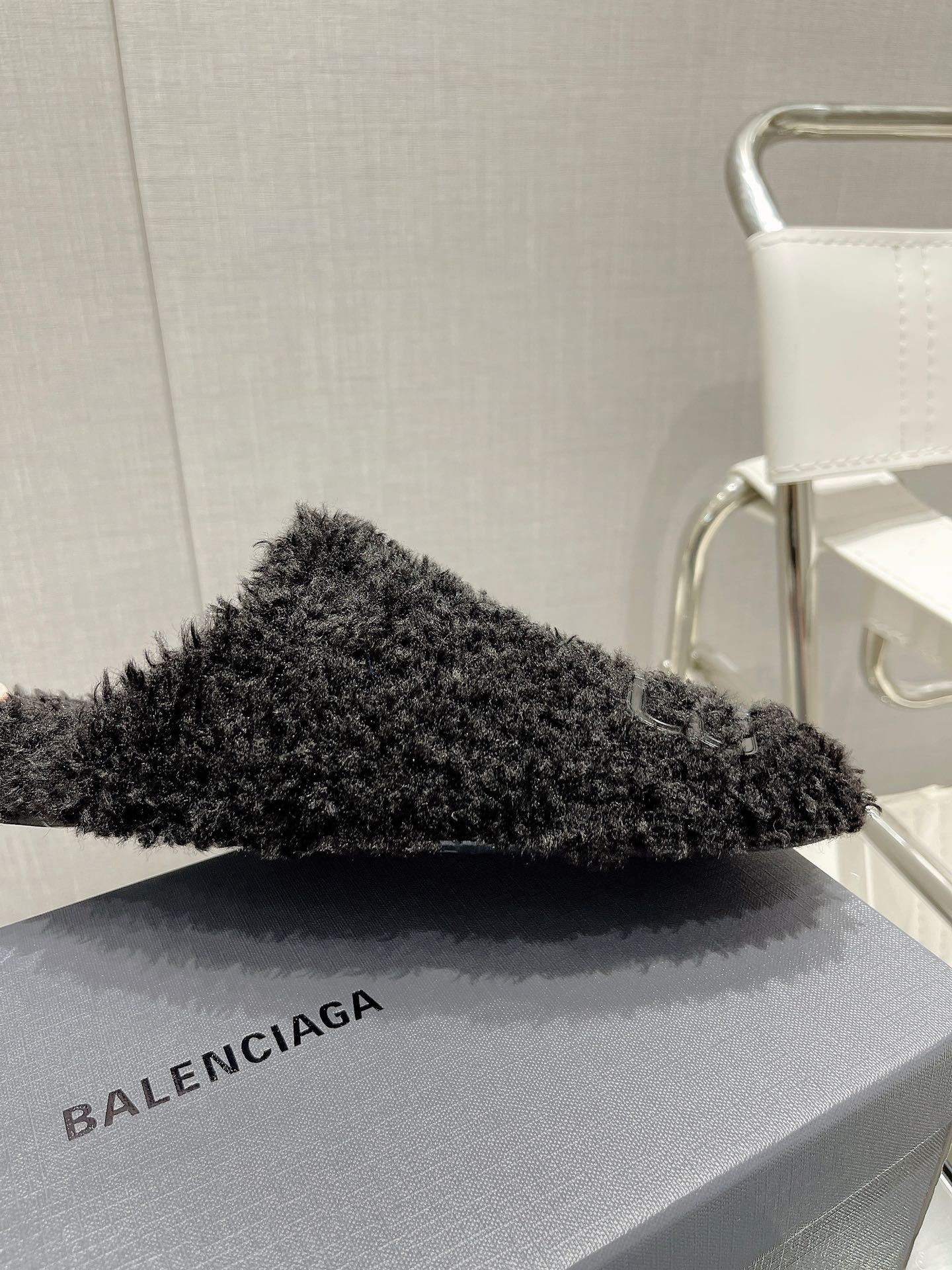 BALENCIAGA 25S MULES IN BLACK WOOL WITH LOGO - 35