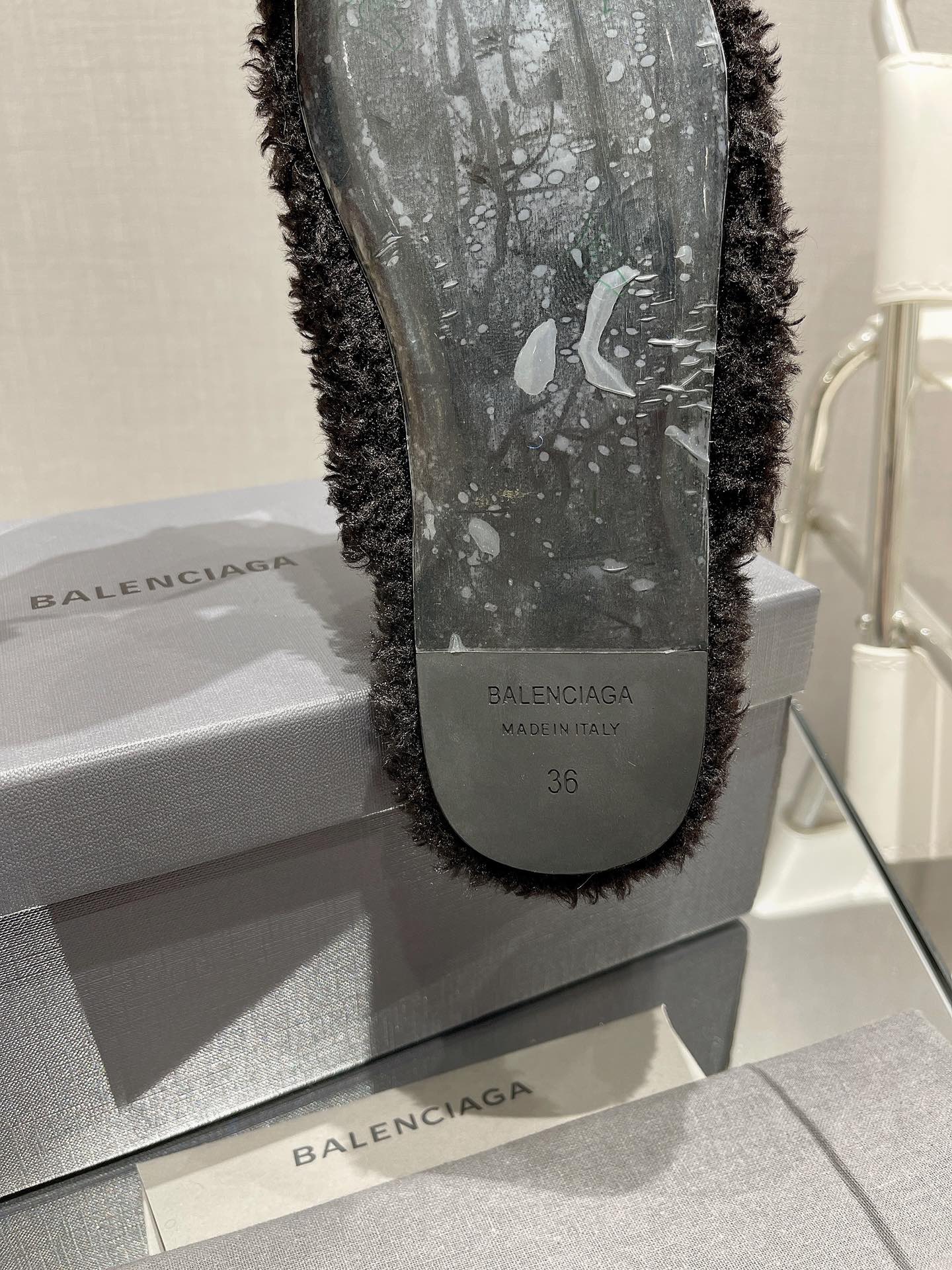 BALENCIAGA 25S MULES IN BLACK WOOL WITH LOGO - 35