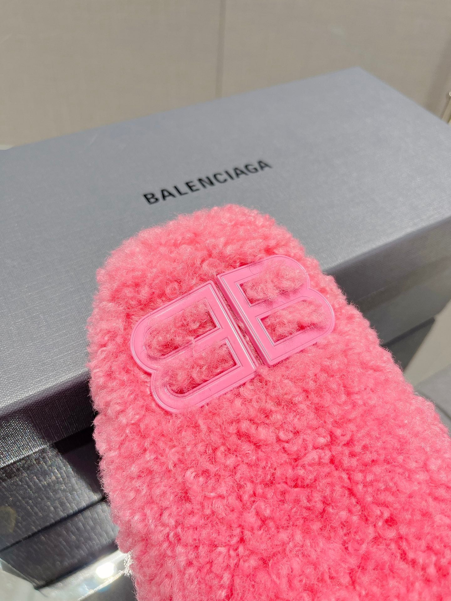 BALENCIAGA 25S MULES IN PINK WOOL WITH LOGO - 35