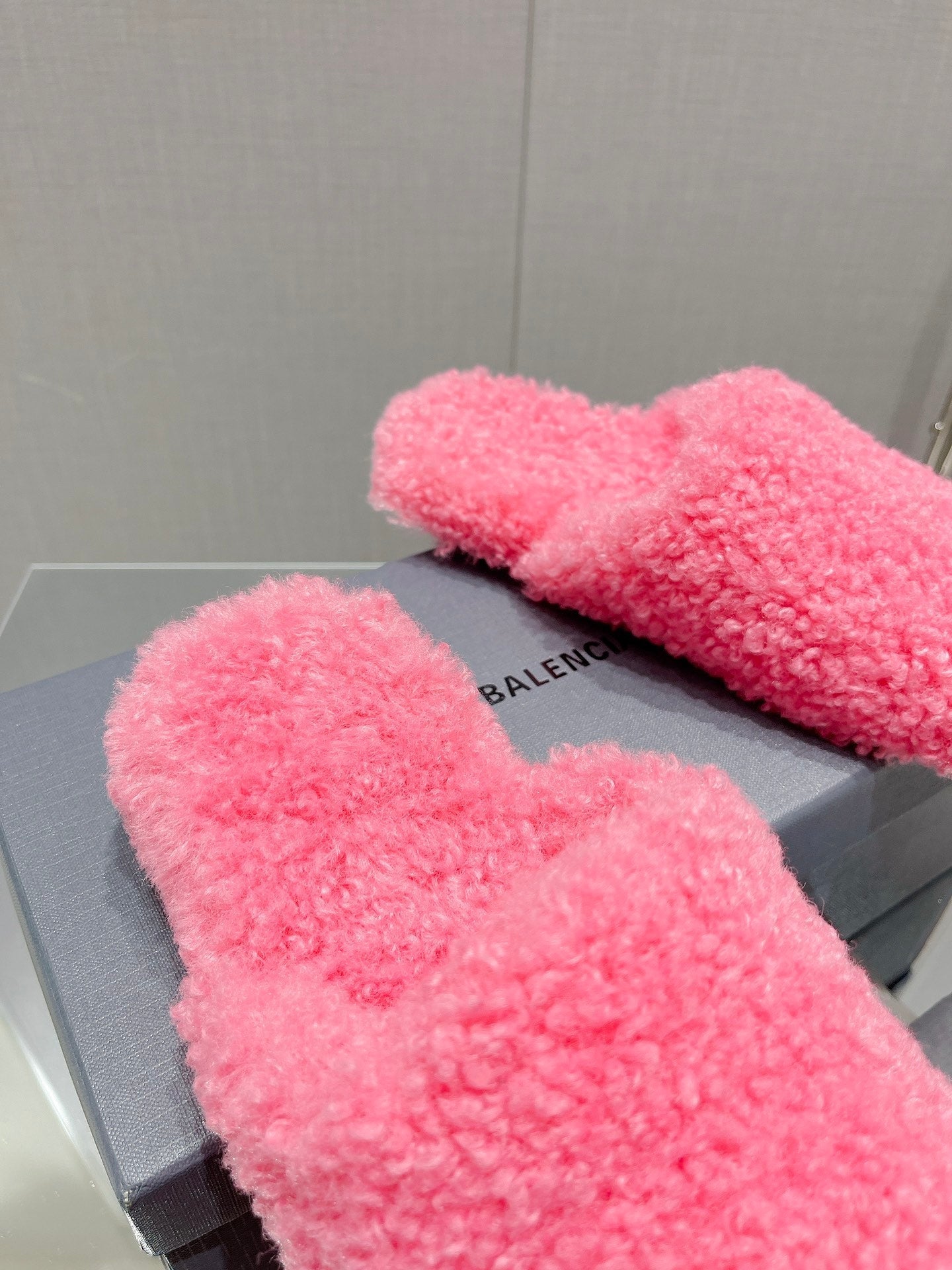 BALENCIAGA 25S MULES IN PINK WOOL WITH LOGO - 35