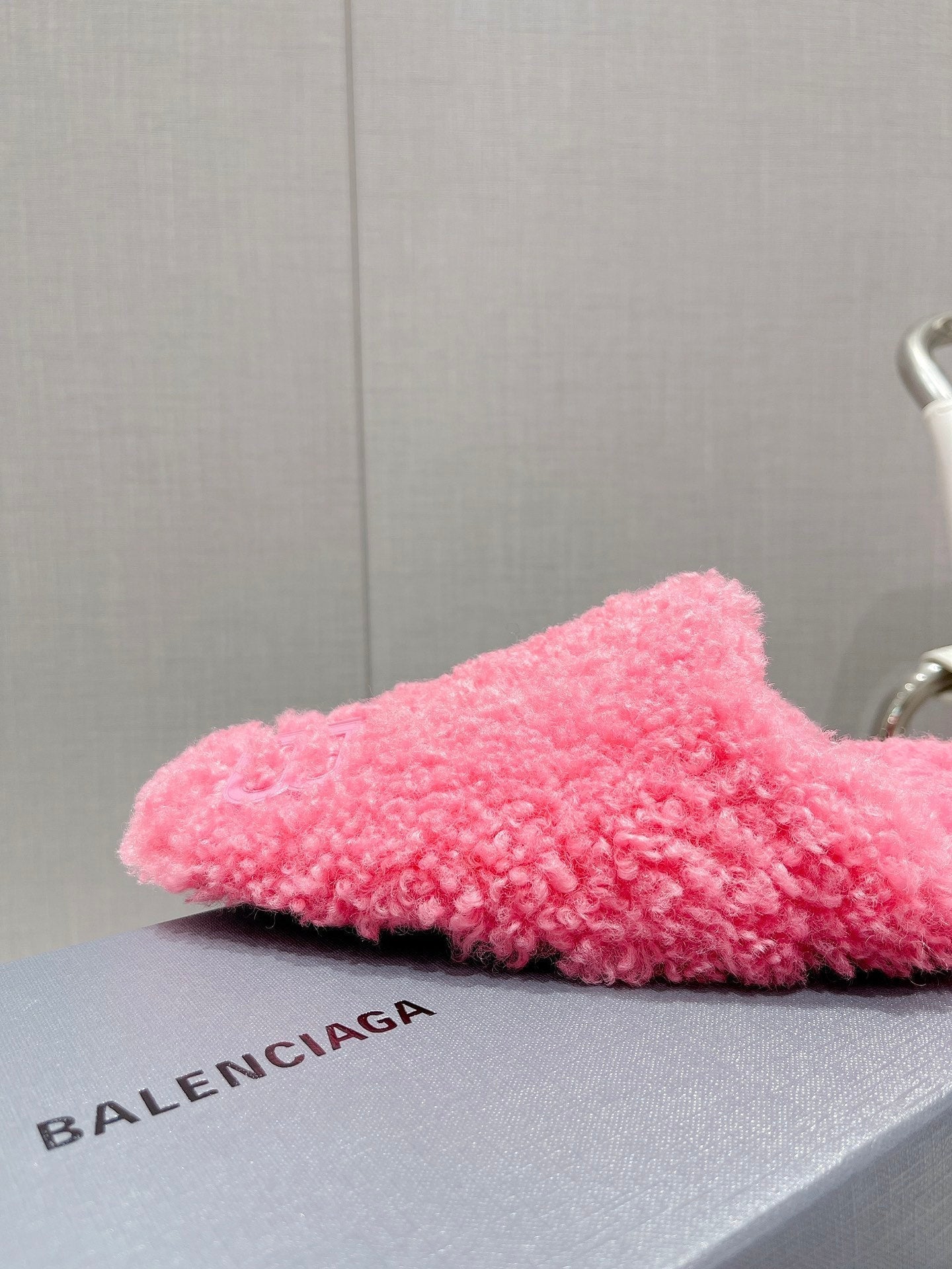 BALENCIAGA 25S MULES IN PINK WOOL WITH LOGO - 35