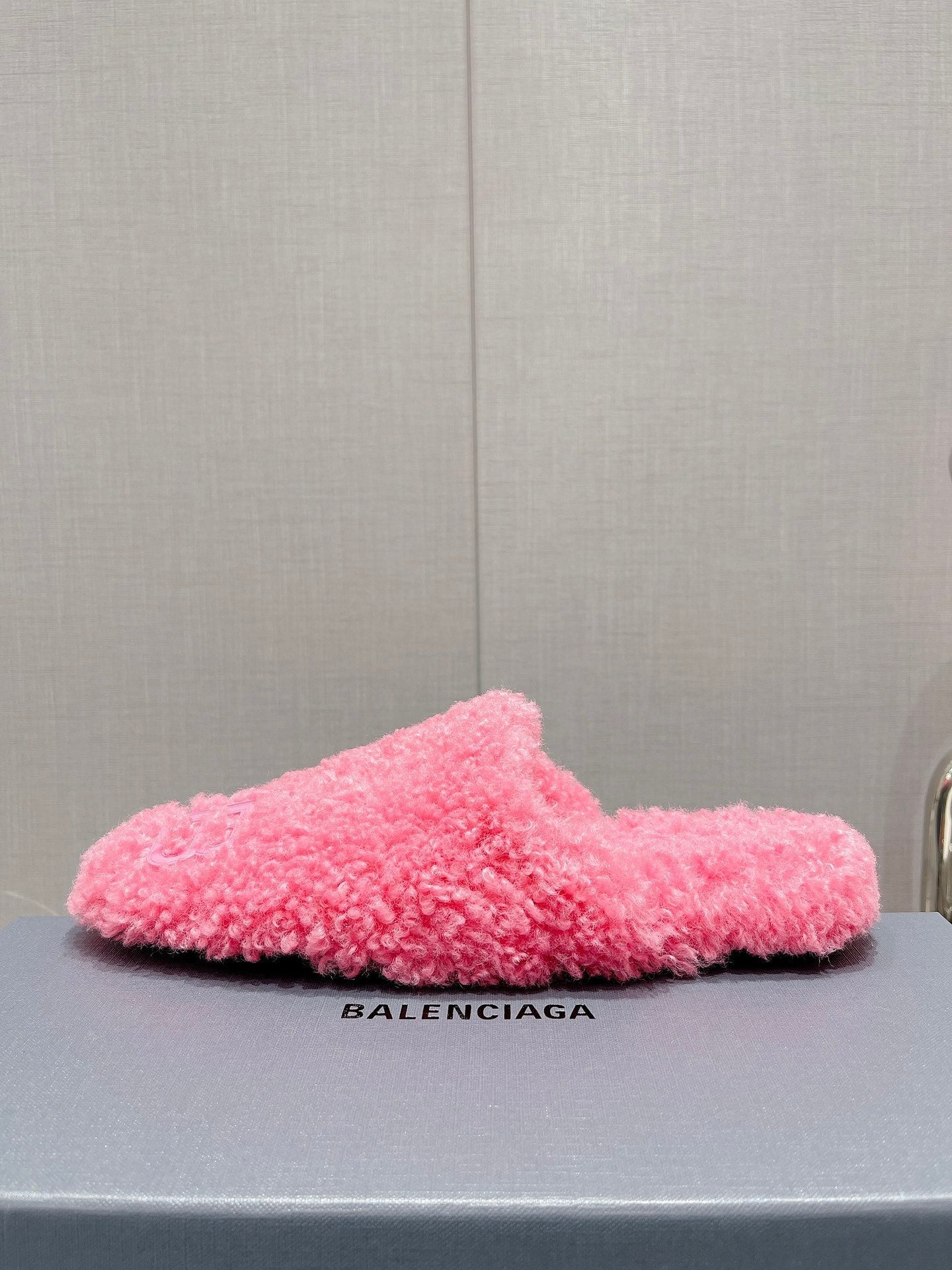 BALENCIAGA 25S MULES IN PINK WOOL WITH LOGO - 35
