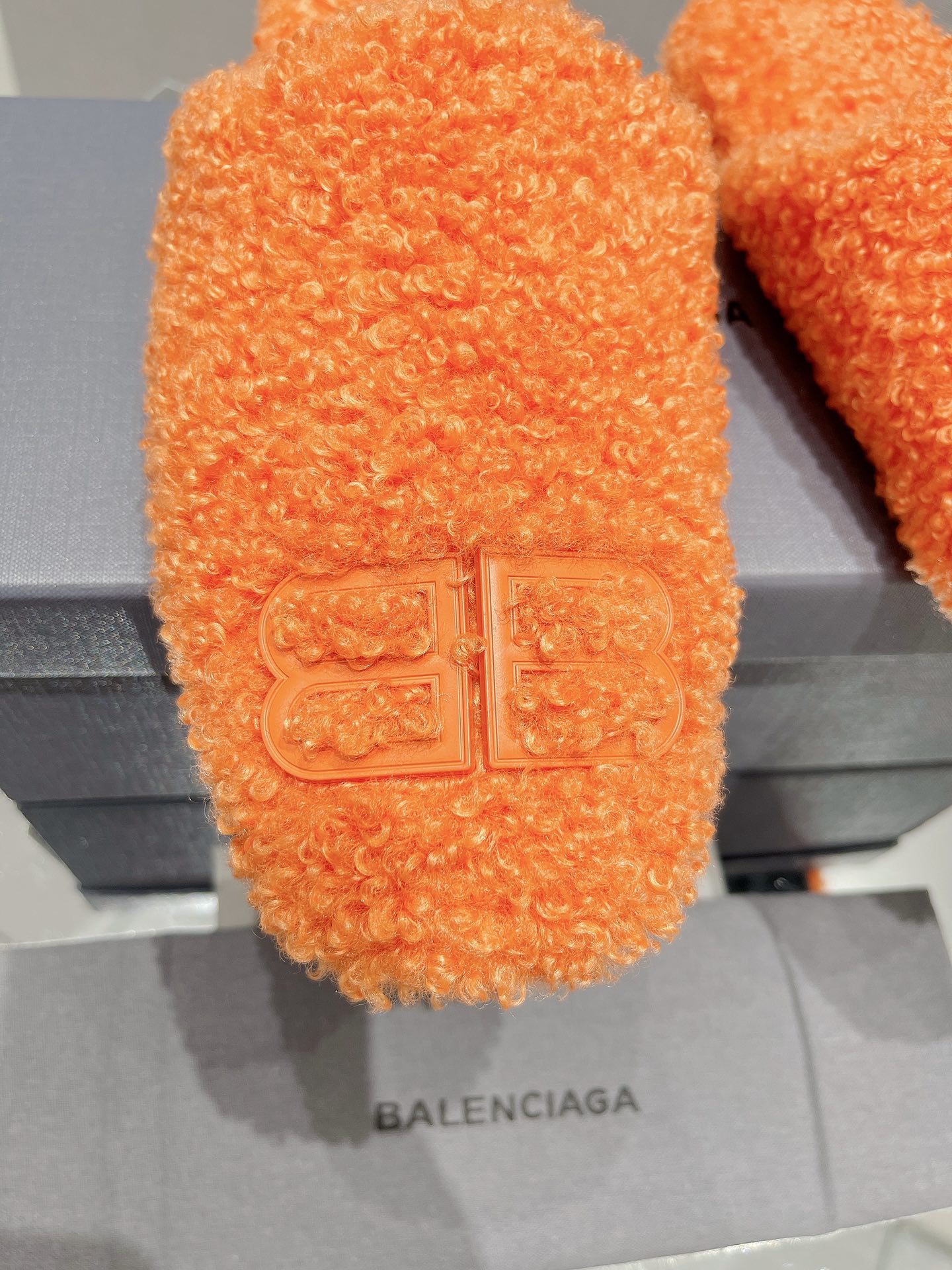 BALENCIAGA 25S MULES IN ORANGE WOOL WITH LOGO - 35