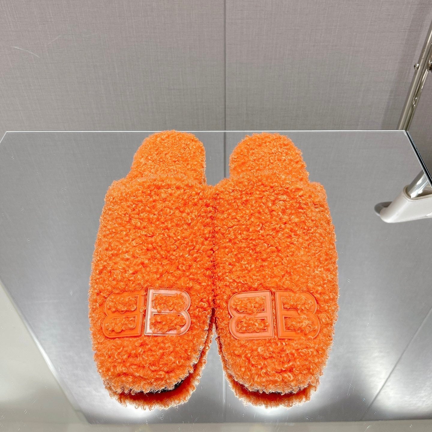 BALENCIAGA 25S MULES IN ORANGE WOOL WITH LOGO - 35