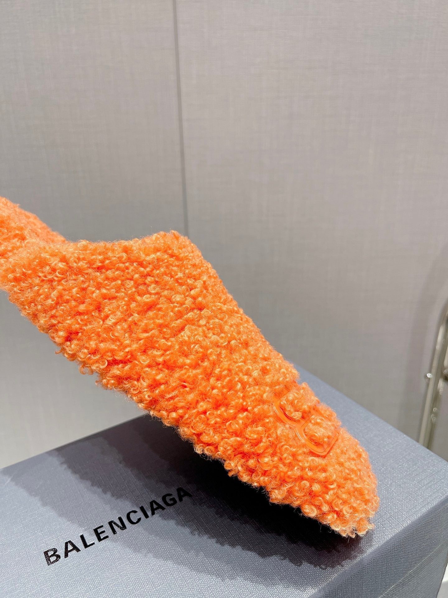BALENCIAGA 25S MULES IN ORANGE WOOL WITH LOGO - 35