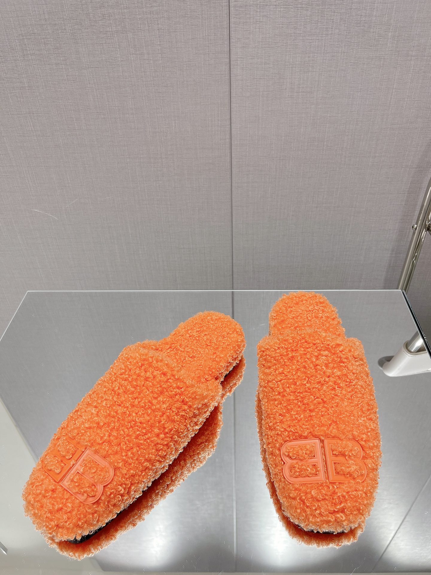 BALENCIAGA 25S MULES IN ORANGE WOOL WITH LOGO - 35