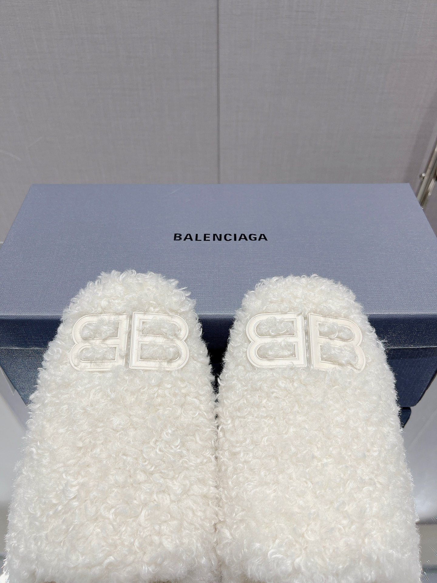 BALENCIAGA 25S MULES IN WHITE WOOL WITH LOGO - 35