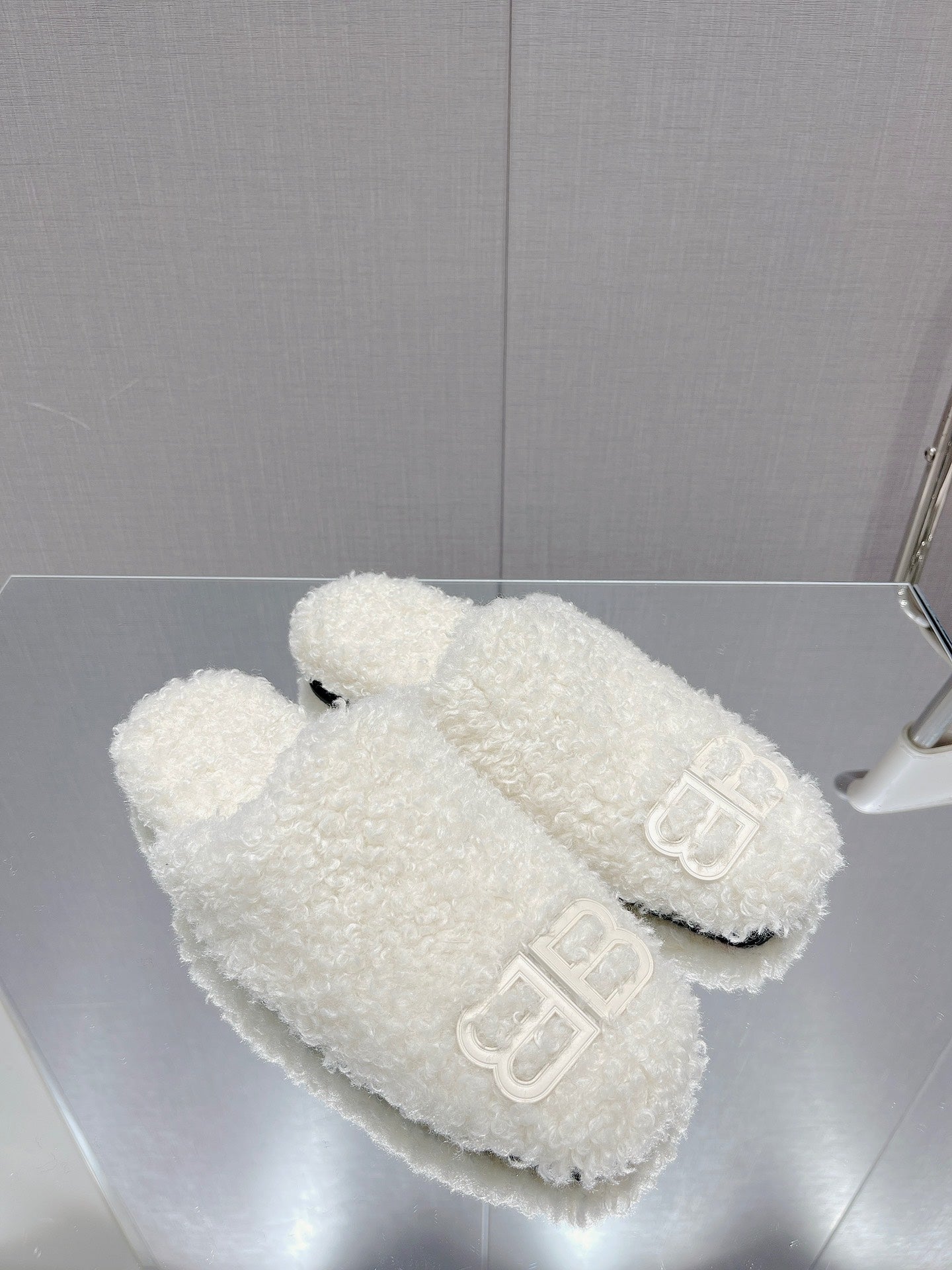 BALENCIAGA 25S MULES IN WHITE WOOL WITH LOGO - 35