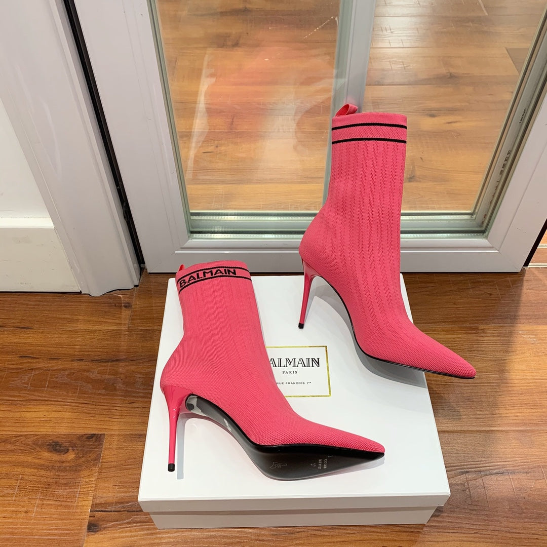 Черевики BALMAIN 26S 105 ММ, ТЕМНО-РОЖЕВІ, В СТИЛІ FLYKNIT 16
