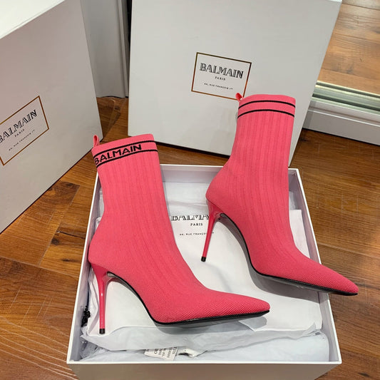 Черевики BALMAIN 26S 105 ММ, ТЕМНО-РОЖЕВІ, В СТИЛІ FLYKNIT 16