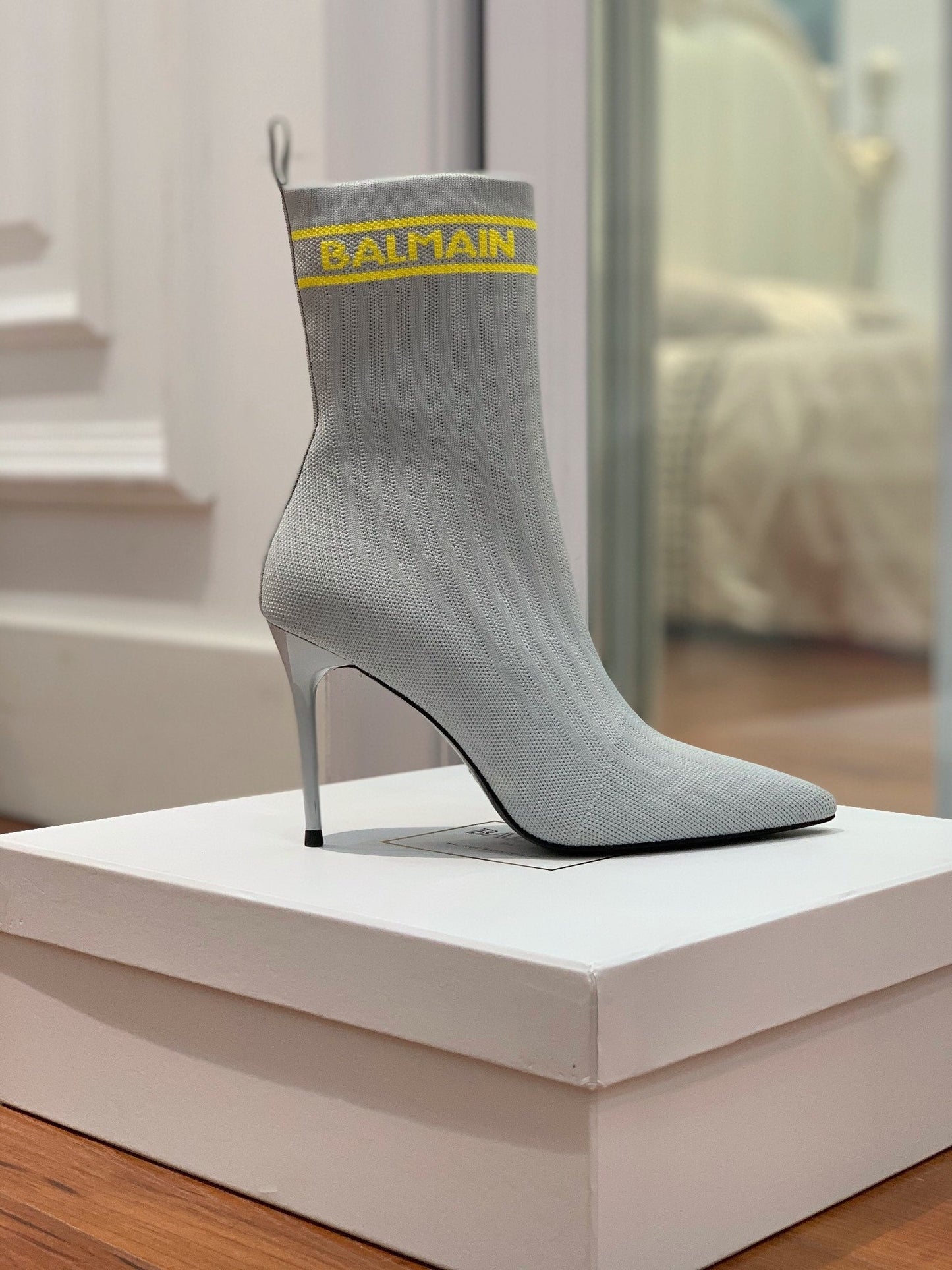 ЧЕРЕВИКИ BALMAIN 26S 105 ММ СІРІ, СТИЛЬ FLYKNIT 13