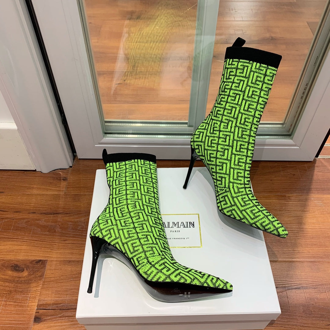 Черевики BALMAIN 26S 105 ММ З ЗЕЛЕНОГО МАТЕРІАЛУ В СТИЛІ FLYKNIT СТИЛЬ 20
