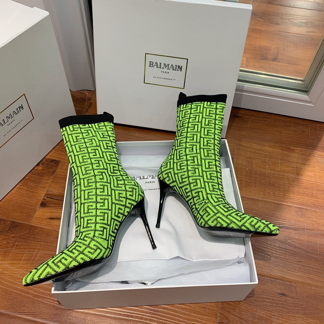 Черевики BALMAIN 26S 105 ММ З ЗЕЛЕНОГО МАТЕРІАЛУ В СТИЛІ FLYKNIT СТИЛЬ 20