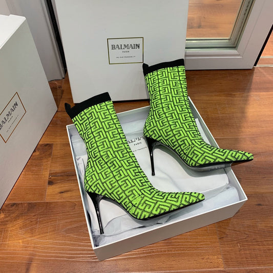 Черевики BALMAIN 26S 105 ММ З ЗЕЛЕНОГО МАТЕРІАЛУ В СТИЛІ FLYKNIT СТИЛЬ 20