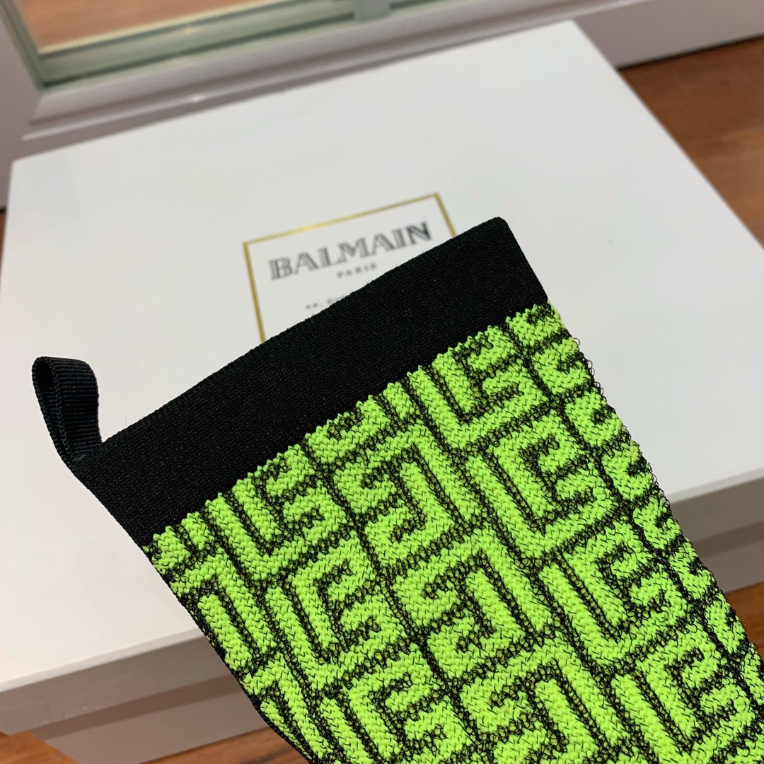Черевики BALMAIN 26S 105 ММ З ЗЕЛЕНОГО МАТЕРІАЛУ В СТИЛІ FLYKNIT СТИЛЬ 20